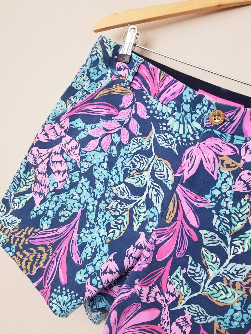 Lilly Pulitzer Gretchen High Rise Shorts 5" Inseam Aegean Navy Calypso Coast 10 - Picture 7 of 14